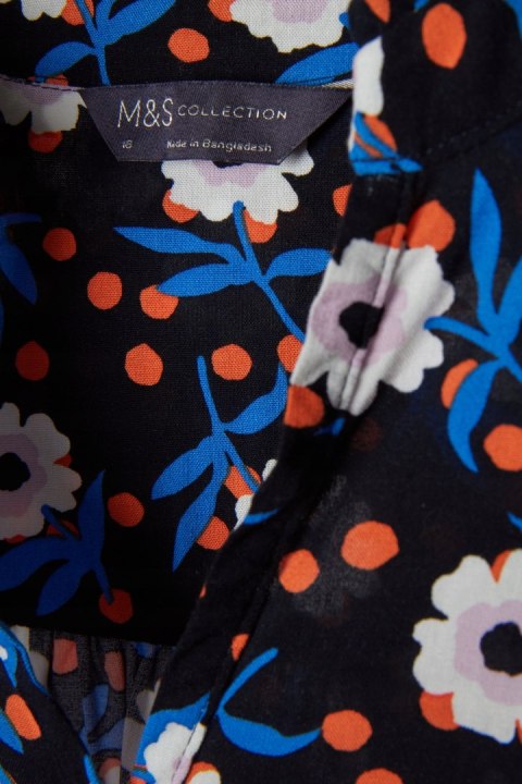 MARKS&SPENCER nieszablonowa bluzka koszulowa motyw kwiatów 44