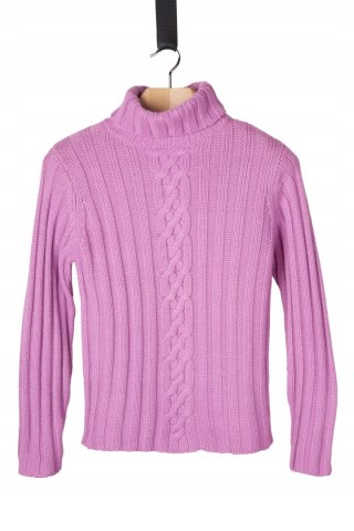 Niebanalny sweter wełna piękny fiołkowy kolor M