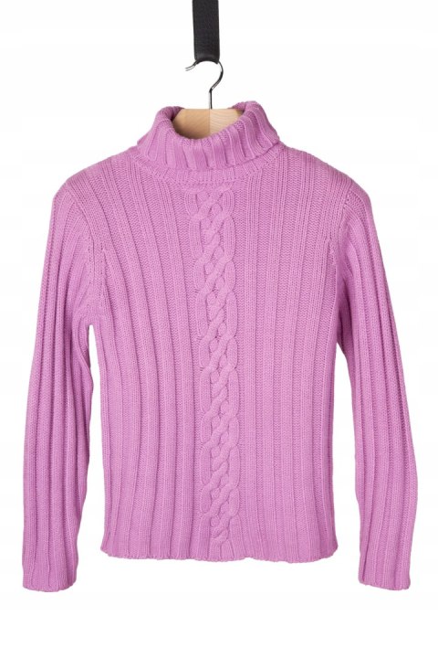 Niebanalny sweter wełna piękny fiołkowy kolor M