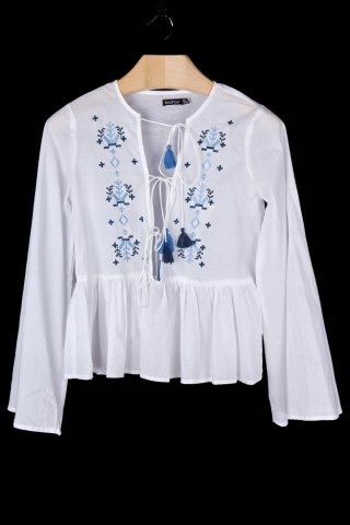 Nietuzinkowa bluzka koszulowa haft bawełna - 36