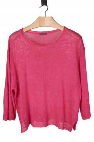 OSKA - świetny sweter lniany oversize piękny róż - XL