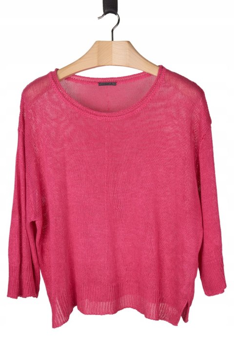 OSKA - świetny sweter lniany oversize piękny róż - XL