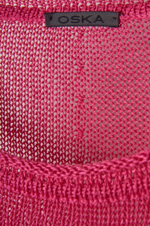 OSKA - świetny sweter lniany oversize piękny róż - XL