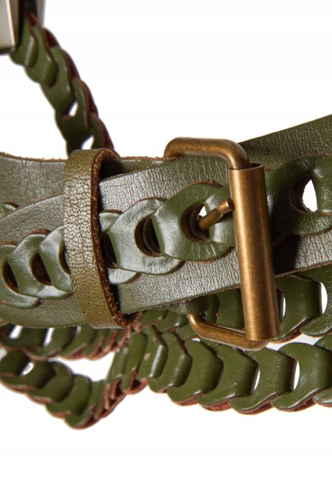 Oryginalny indyjski skórzany pasek kolor khaki