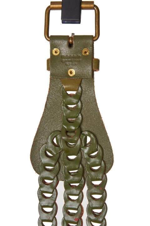 Oryginalny indyjski skórzany pasek kolor khaki