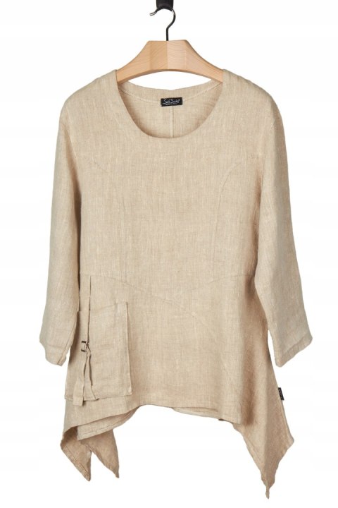 SARAH SANTOS - włoska tunika bluzka surowy len - L