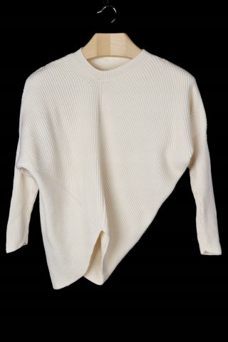 STELLA McCARTNEY - luksusowy asymetryczny sweter wełna cream - 36