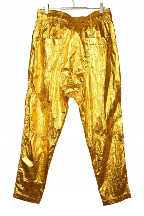 TOM REBL wyjątkowe włoskie spodnie metaliczny złoty kolor luźny krój L