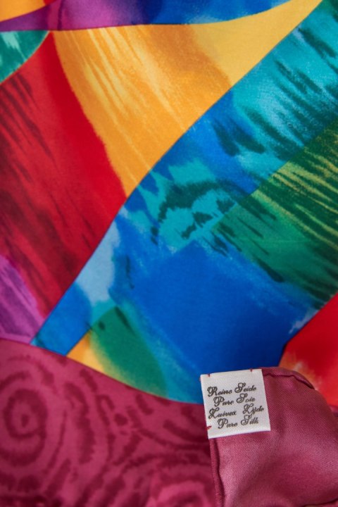 TRES JOURDAN - jedwabna apaszka kolorowa