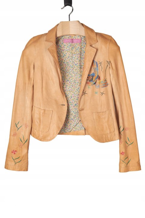 VENTCOUVERT - delikatna marynarka skórzana ręcznie malowana - 36