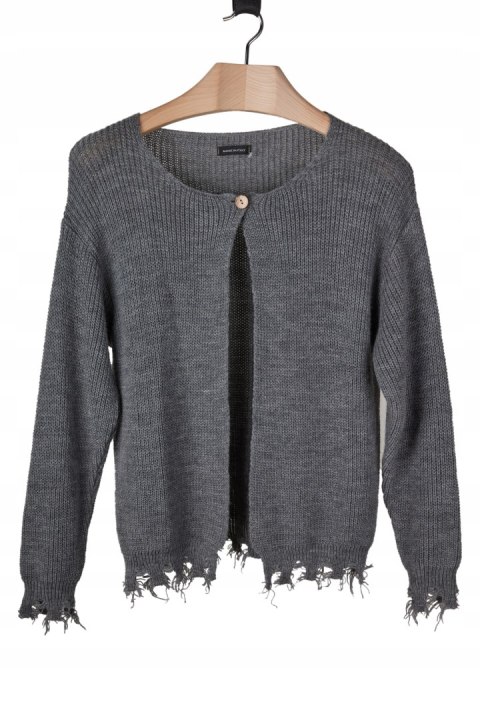 Wyjątkowy włoski sweter szarpane brzegi - L