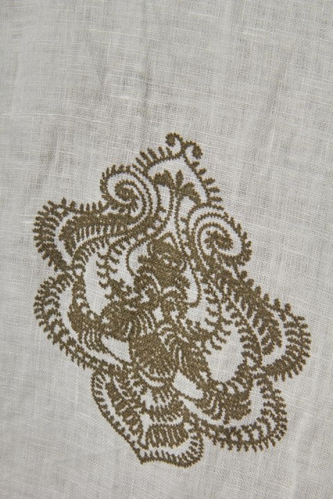 Wyszukane włoskie spodnie lniane piękny wzór - M