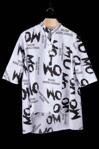 Zjawiskowa włoska luźna tunika print napisy - L/XL