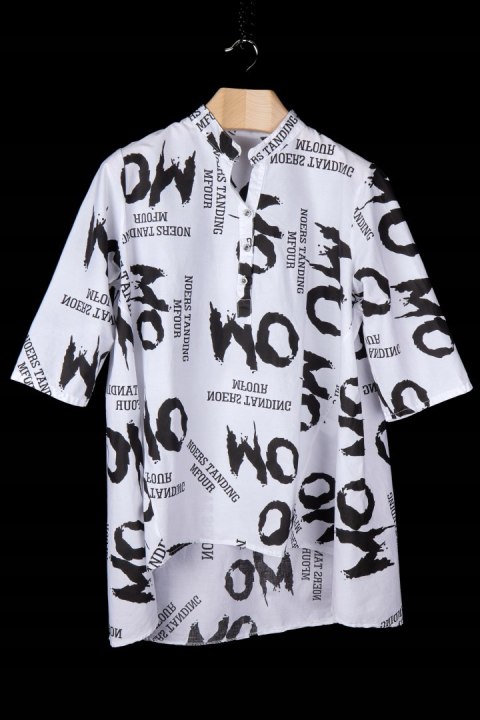 Zjawiskowa włoska luźna tunika print napisy - L/XL