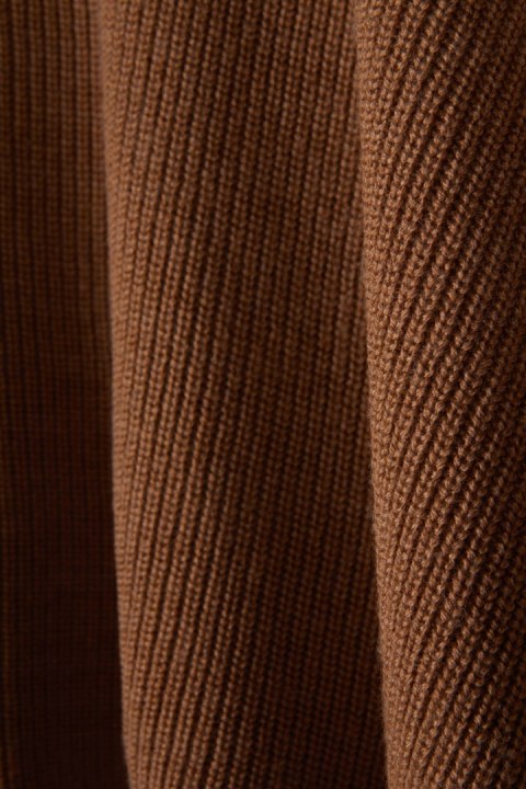 A.M.LONDON - artystyczny sweter ponczo wełna merynosa kolor camel - 38