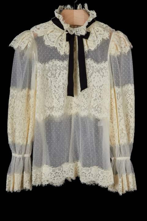 ANJA ROCK - cudna bluzka koszulowa koronki - S