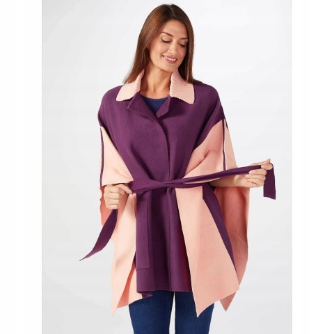 BADGLEY MISCHKA - wyszukany sweter ponczo piękny kolor - M/L