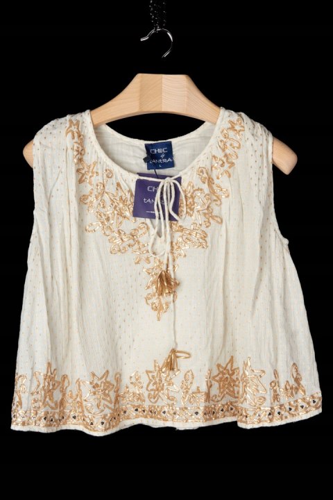 CHIC by TANTRA delikatna hiszpańska bluzka zdobiona warstwowa L