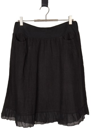 Delikatna włoska spódnica szlachetny len z kieszonkami - L