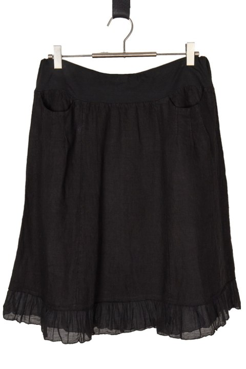 Delikatna włoska spódnica szlachetny len z kieszonkami - L