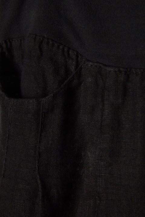 Delikatna włoska spódnica szlachetny len z kieszonkami - L