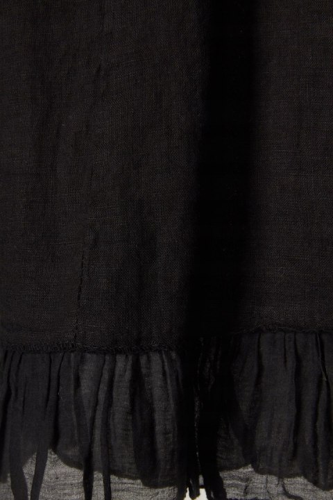 Delikatna włoska spódnica szlachetny len z kieszonkami - L