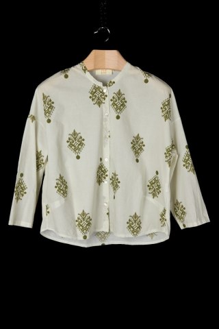 FH MADE IN ITALY - niespotykana bluzka koszulowa piękna zieleń - L