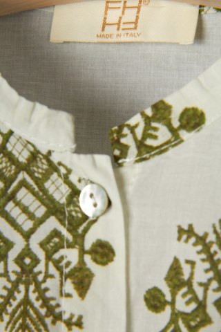 FH MADE IN ITALY - niespotykana bluzka koszulowa piękna zieleń - L