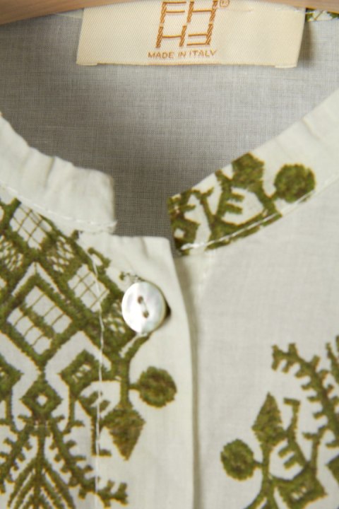 FH MADE IN ITALY - niespotykana bluzka koszulowa piękna zieleń - L