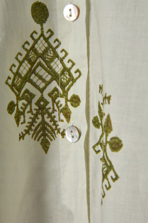 FH MADE IN ITALY - niespotykana bluzka koszulowa piękna zieleń - L