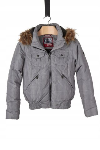 IGUANA -ciepła kurtka futrzany kaptur bomberka- 36