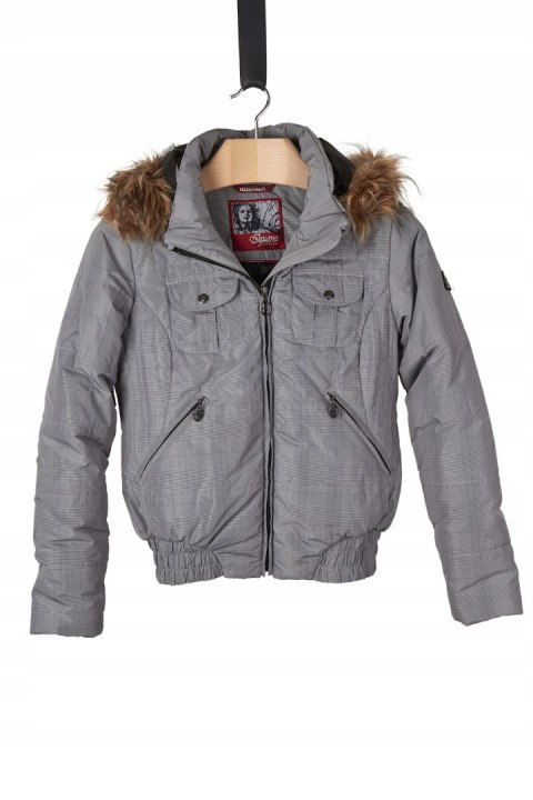 IGUANA -ciepła kurtka futrzany kaptur bomberka- 36