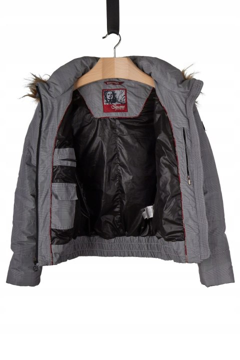 IGUANA -ciepła kurtka futrzany kaptur bomberka- 36