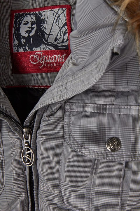 IGUANA -ciepła kurtka futrzany kaptur bomberka- 36