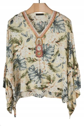 JOWELL - bluzka koszulowa bogato zdobiona - M/L