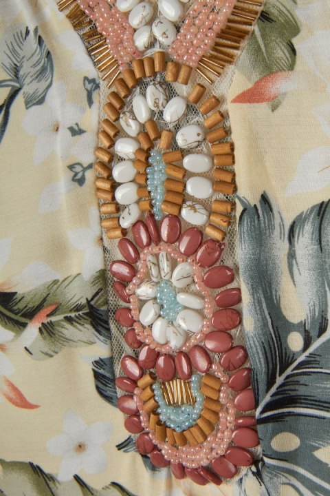 JOWELL - bluzka koszulowa bogato zdobiona - M/L