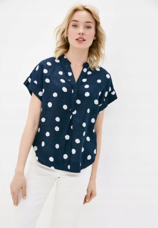 MARKS&SPENCER wyszukana bluzka koszulowa mięciutki len w grochy 38