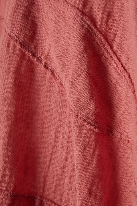 Mięciutka włoska bluzka len bawełna piękny łososiowy kolor luźny krój XL