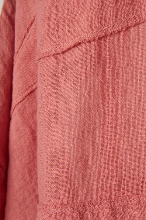 Mięciutka włoska bluzka len bawełna piękny łososiowy kolor luźny krój XL