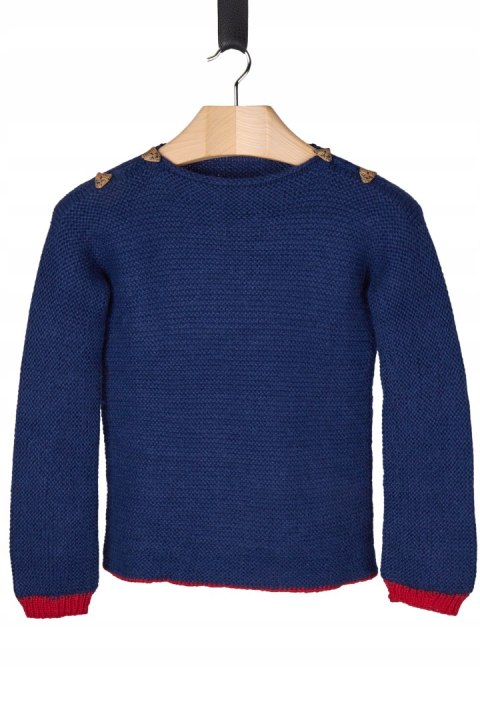 Mięsisty sweter bezszwowy wełna made by farmor gliniane guziki S