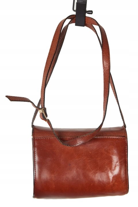 Niepowtarzalna mała torebka skórzana ciepły brąz