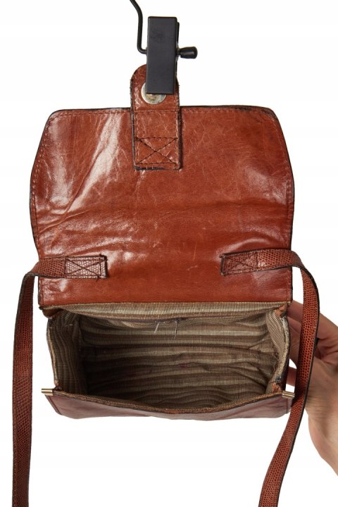 Niepowtarzalna mała torebka skórzana ciepły brąz