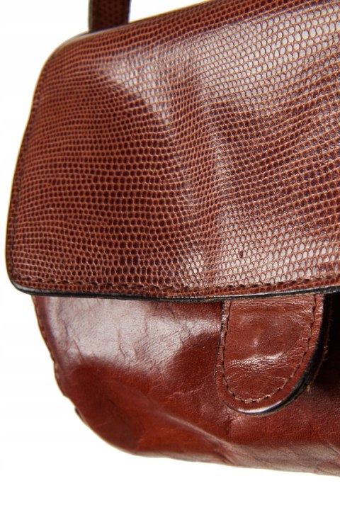 Niepowtarzalna mała torebka skórzana ciepły brąz