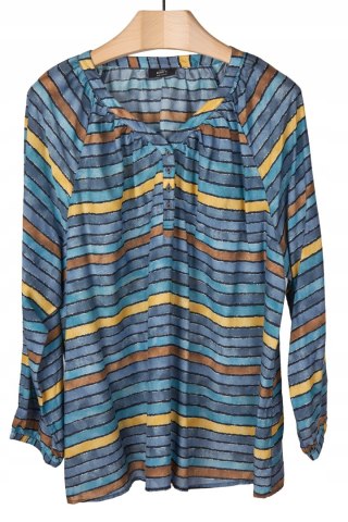 Nietuzinkowa bluzka koszulowa w paski - 52/54