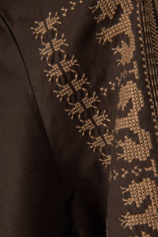 OBJECT - urocza sukienka haftowana modny brąz - M