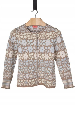 OLEANA niespotykany sweter wełna merynosa jedwab piękne kwiaty M