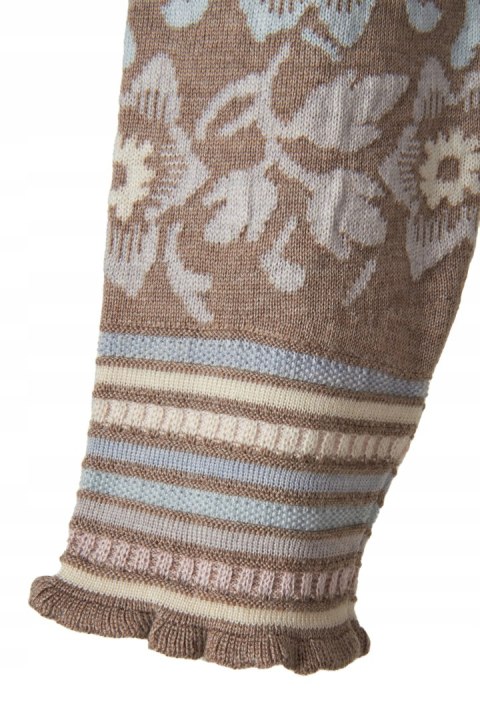 OLEANA niespotykany sweter wełna merynosa jedwab piękne kwiaty M