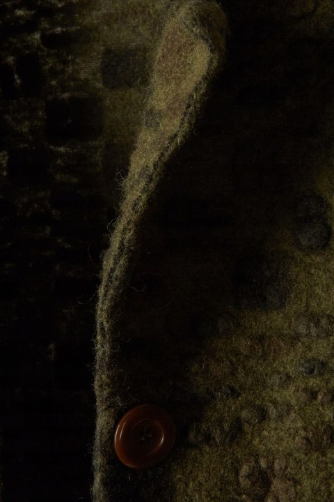 PACO ITALY - niebanalna marynarka wełna kolor khaki - M