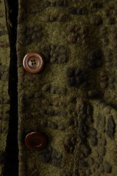 PACO ITALY - niebanalna marynarka wełna kolor khaki - M