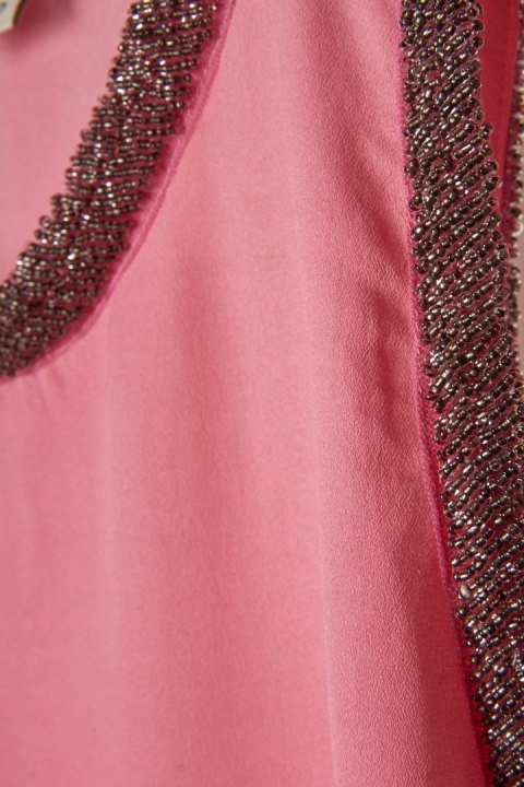 PINKO - luksusowa bluzka biżuteryjna piękny róż - S